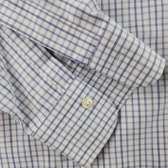 Brooks Brothers 16.5 33 Blue Non-Iron Check Cotton Regent Long Sleeved Men Shirt - Picture 4 of 15